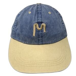 Cameo Baseball Cap Blue One Size Slideback Two Tone Hat Embroidered Letter M